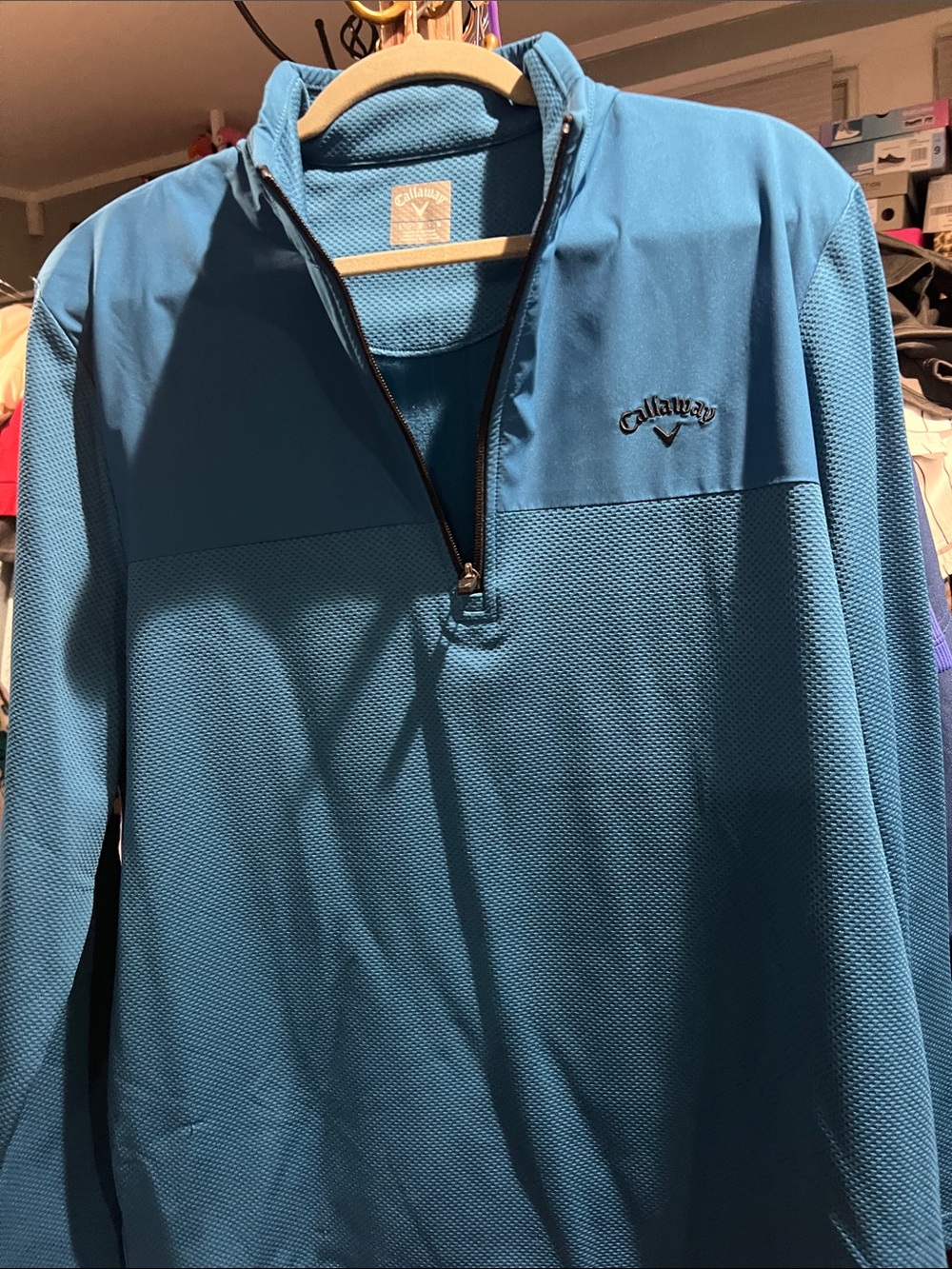 Callaway callout pull size large Men’s Teal Blue Half-Zip Performance Pullover